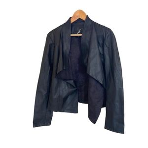 Collection b New York black faux leather open front jacket medium